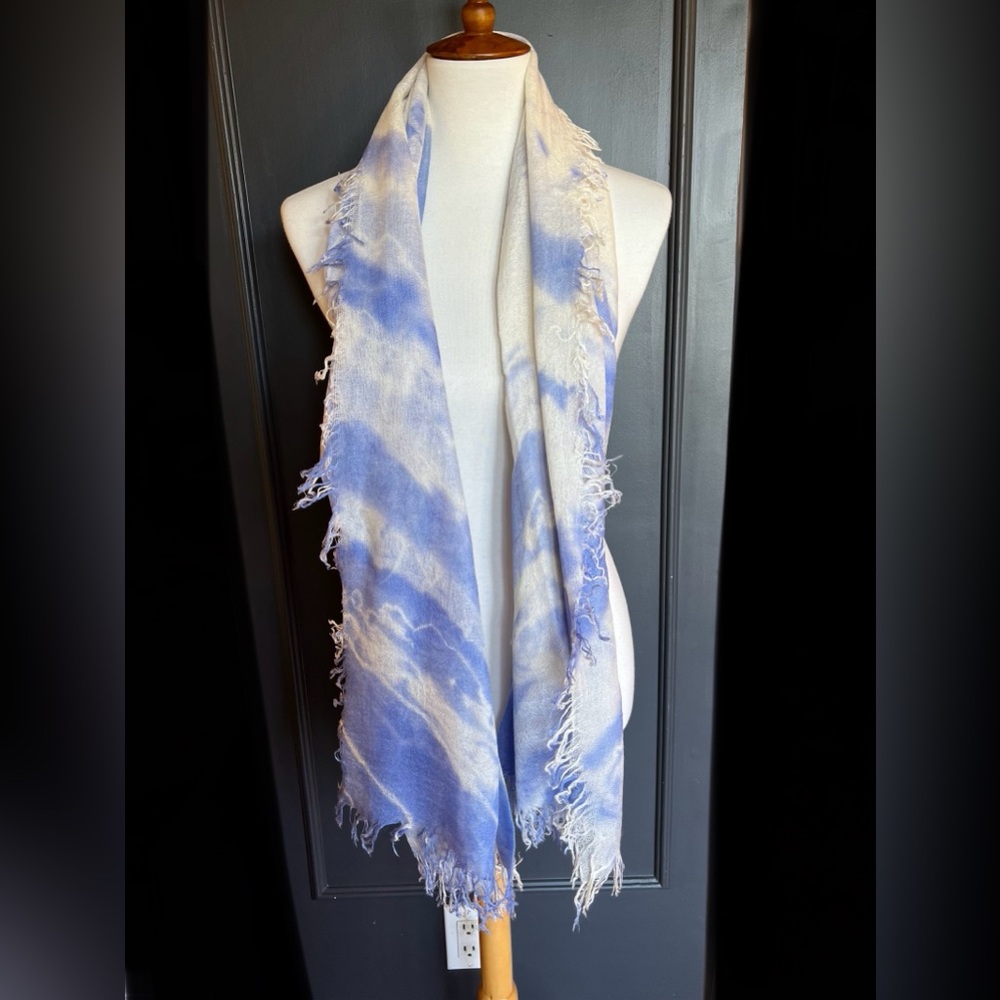 New Auth Chan Luu Tie Dye Print Cashmere Silk Scarf Color: Easter Egg Blue